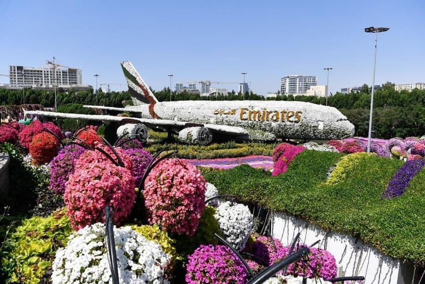 Emirates A380 makett, a Dubai Miracle Gardenben, 150 millió természetes virág