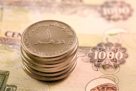 UAE 1000 dirhamos felett 1 dirhamos aprópénz.