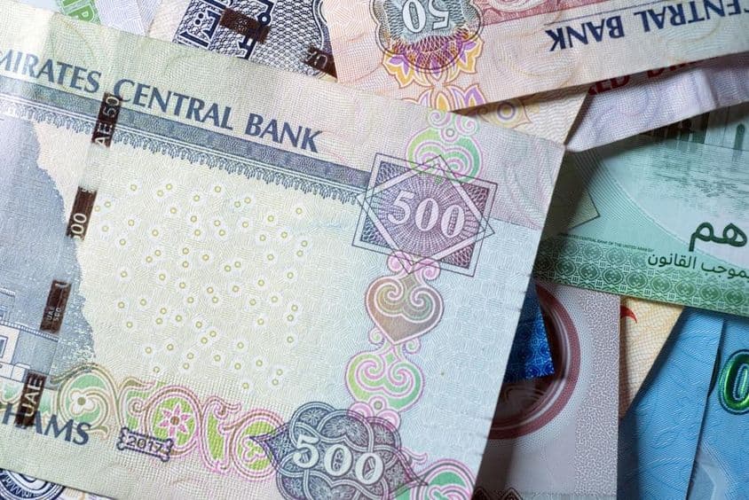 UAE 500 dirhamos bankjegy.
