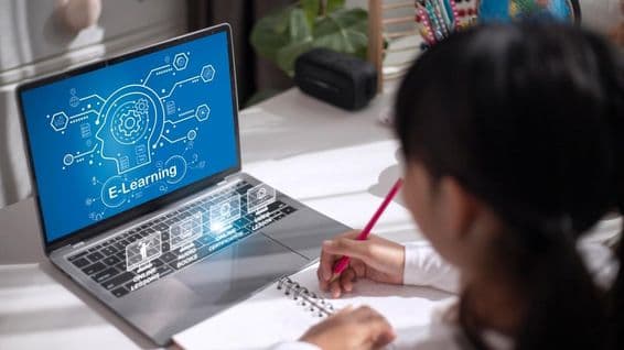 Iskolás lány tananyagot tanul otthon.