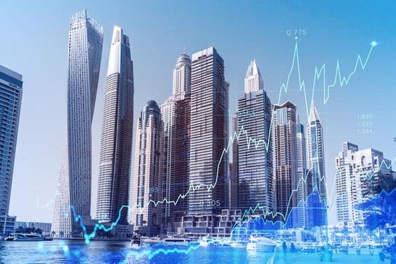 Dubai business downtown forex grafikon rárajzolva.