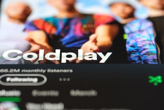 Coldplay Spotify oldal.