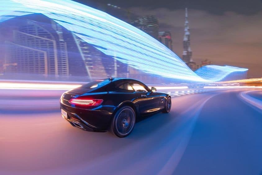 Az Audi R8-as autó hátuljának ábrázolása.