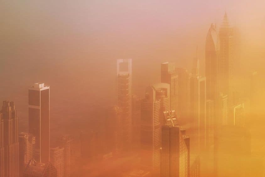 Dubai a homokviharban, kilátás felülről.