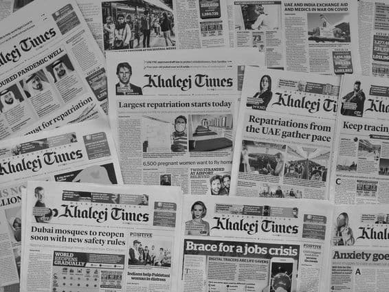 Dubai újságok 2020 májusában.