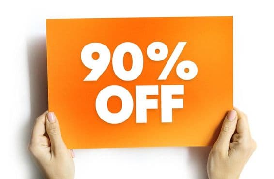 Jelentős kedvezmény, ahol egy termék vagy szolgáltatás ára 90%-kal csökken.