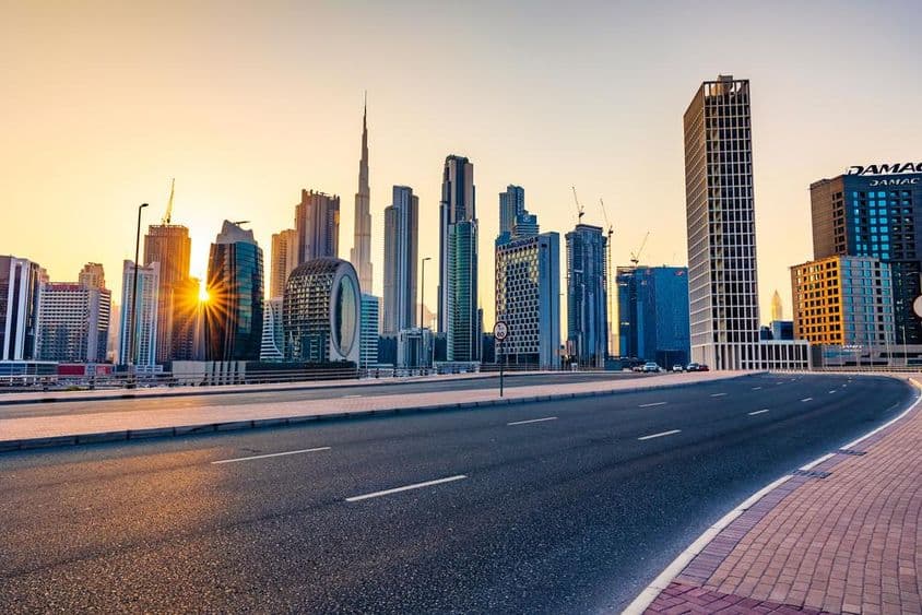Kilátás Dubai felhőkarcolóira.