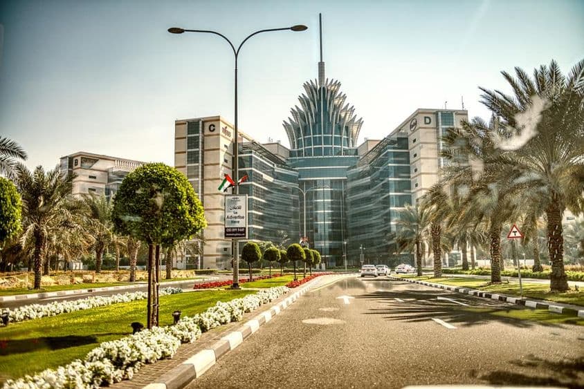 A Szilícium-oázis épületei ez a Dubai Akadémiai Város központja.