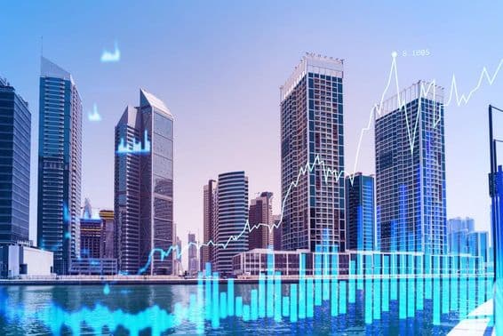 Dubai üzleti belvárosának felhőkarcolói.