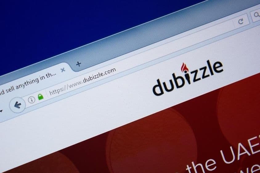A Dubizzle weboldalának honlapja a PC kijelzőjén.
