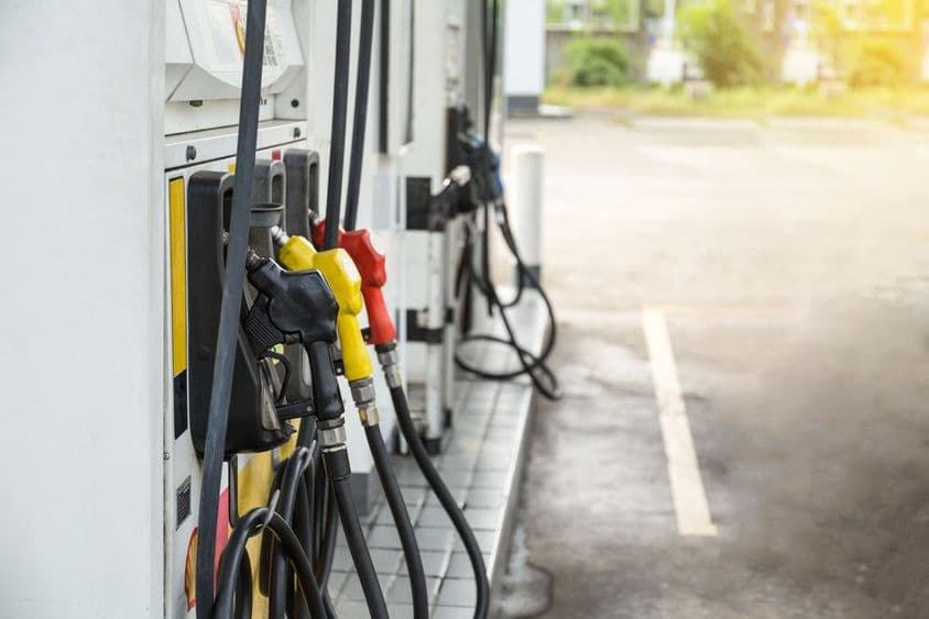 Üzemanyagpumpák, benzin, diesel, egy benzinkútnál,