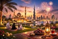 Eid ünnep Dubai látkép