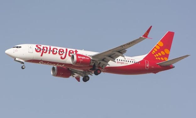 Spicejet légitársaság Boeing 737 MAX repülőgépe.