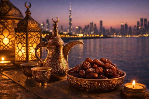 Ramadan fényei dubai partján.