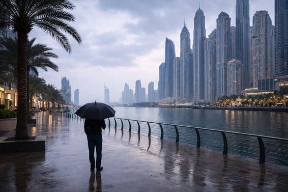 Esős dubai marina hangulat