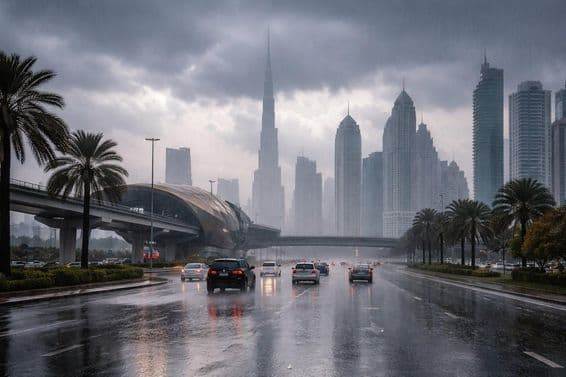 Esős nap dubai utcáin