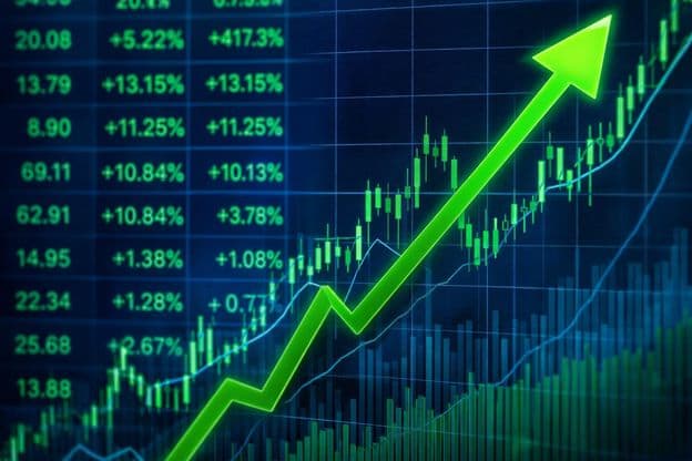 Emelkedő tőzsdei grafikon trend