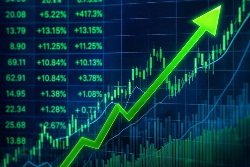 Emelkedő tőzsdei grafikon trend