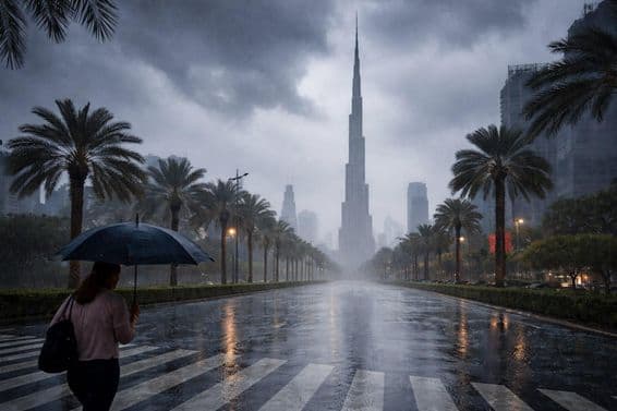 Esős reggel Dubai felett