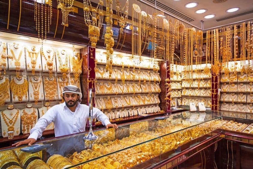 Arany a híres Golden soukon a Dubai Deira piacon