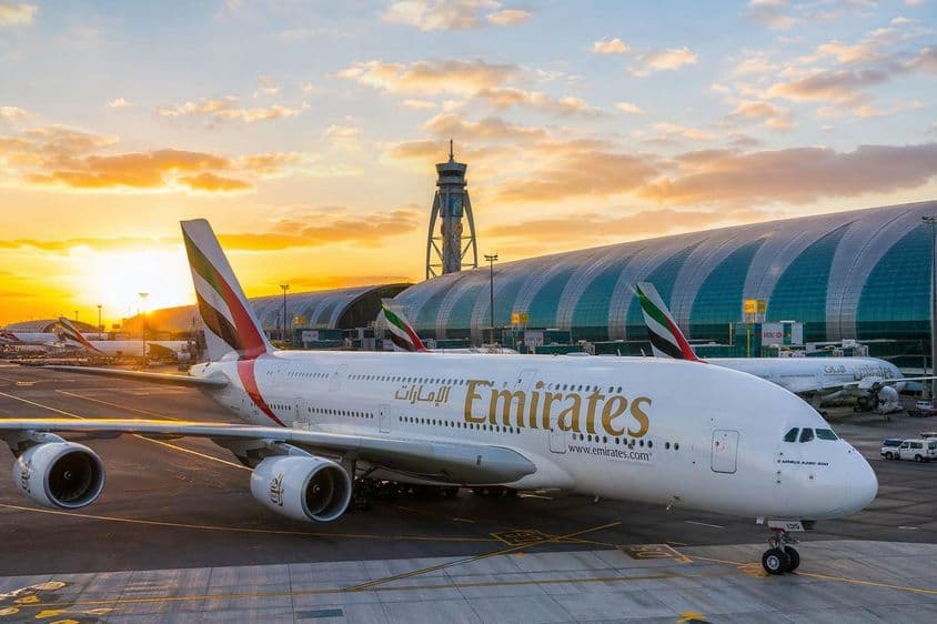 Dubai repülőtér naplementében