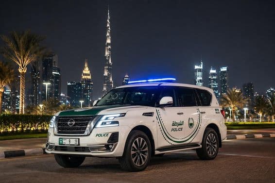 Dubai rendőrautó éjszaka