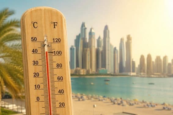 Extrém hőség Dubai parton